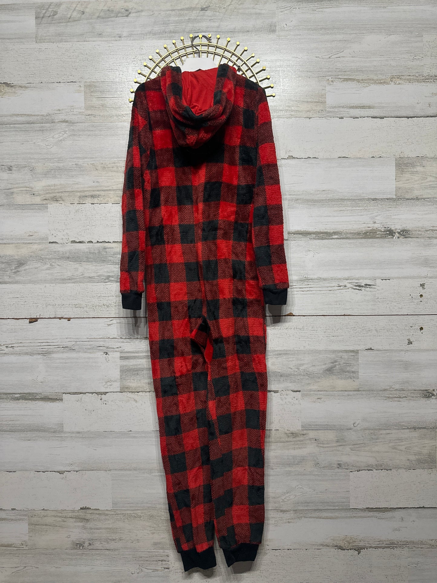 Size 10 Cat and Jack Plaid Fleece One Piece Sleep Romper - Very Good Used Condition