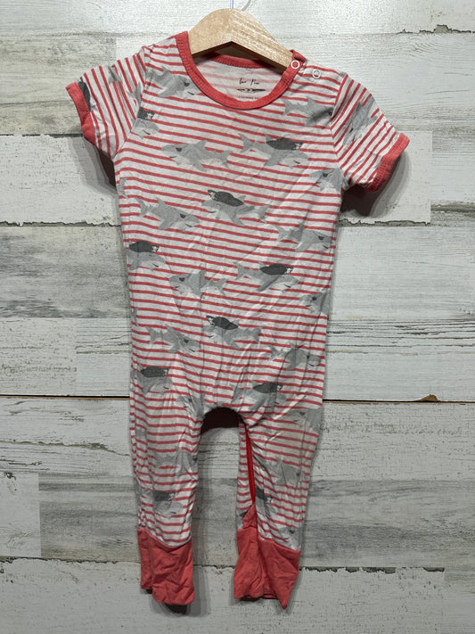 Boys Preowned Size 6-12m Two Peas Bamboo Shark Romper - Good Used Condition*