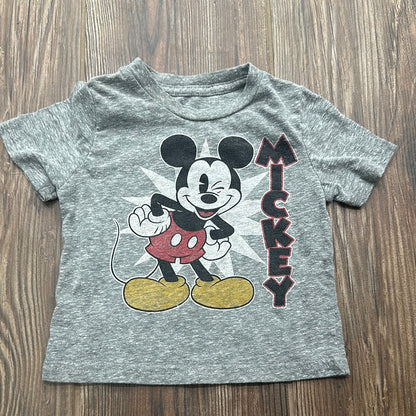 Boys Size 18m Disney Mickey Mouse Wink - Grey Shirt - Good Used Condition