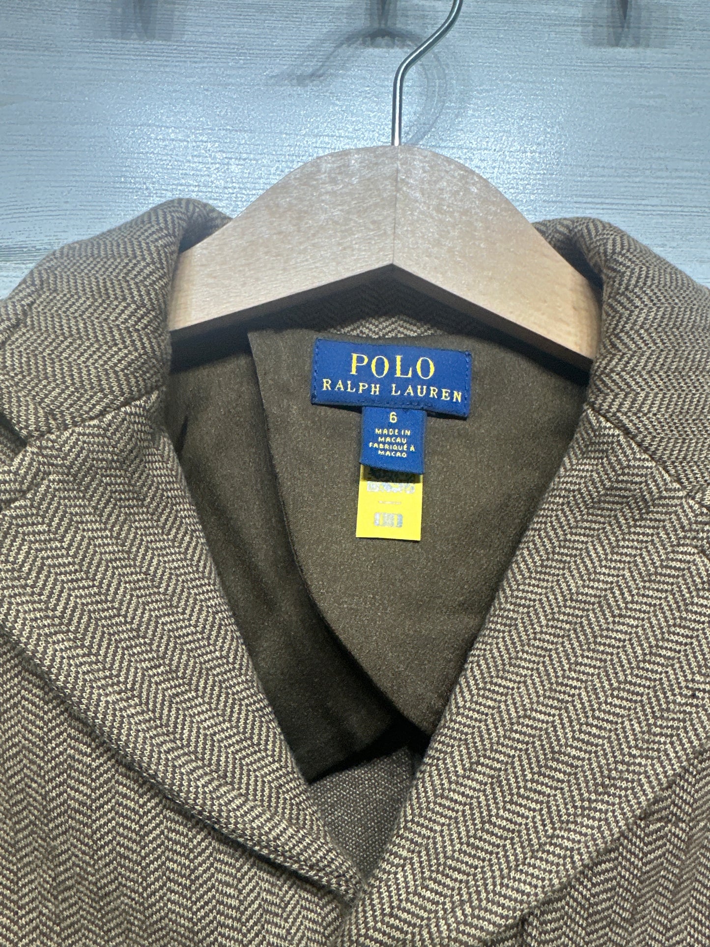 Girls Size 6 Polo Ralph Lauren Herringbone Cotton-Blend Blazer - Very Good Used Condition