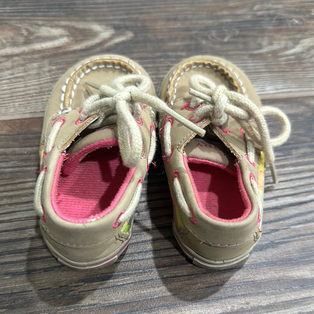 Girls Size 3 (Infant) Sperry Tan Boat Shoes  - Good Used Condition