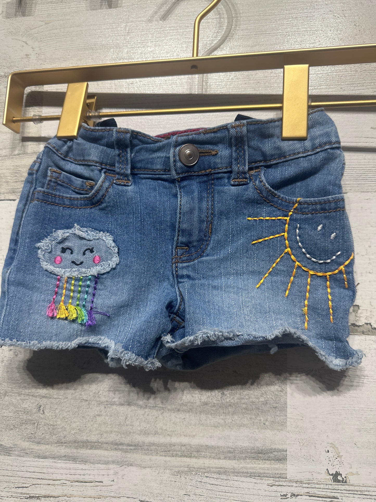 Girls Size 18m Wonder Nation Embroidered Denim Shorts - Very Good Used Condition