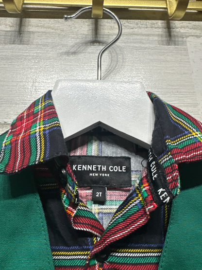 Size 2t Kenneth Cole Holiday Button Up Shirt and Vest - Very Good Used Condition