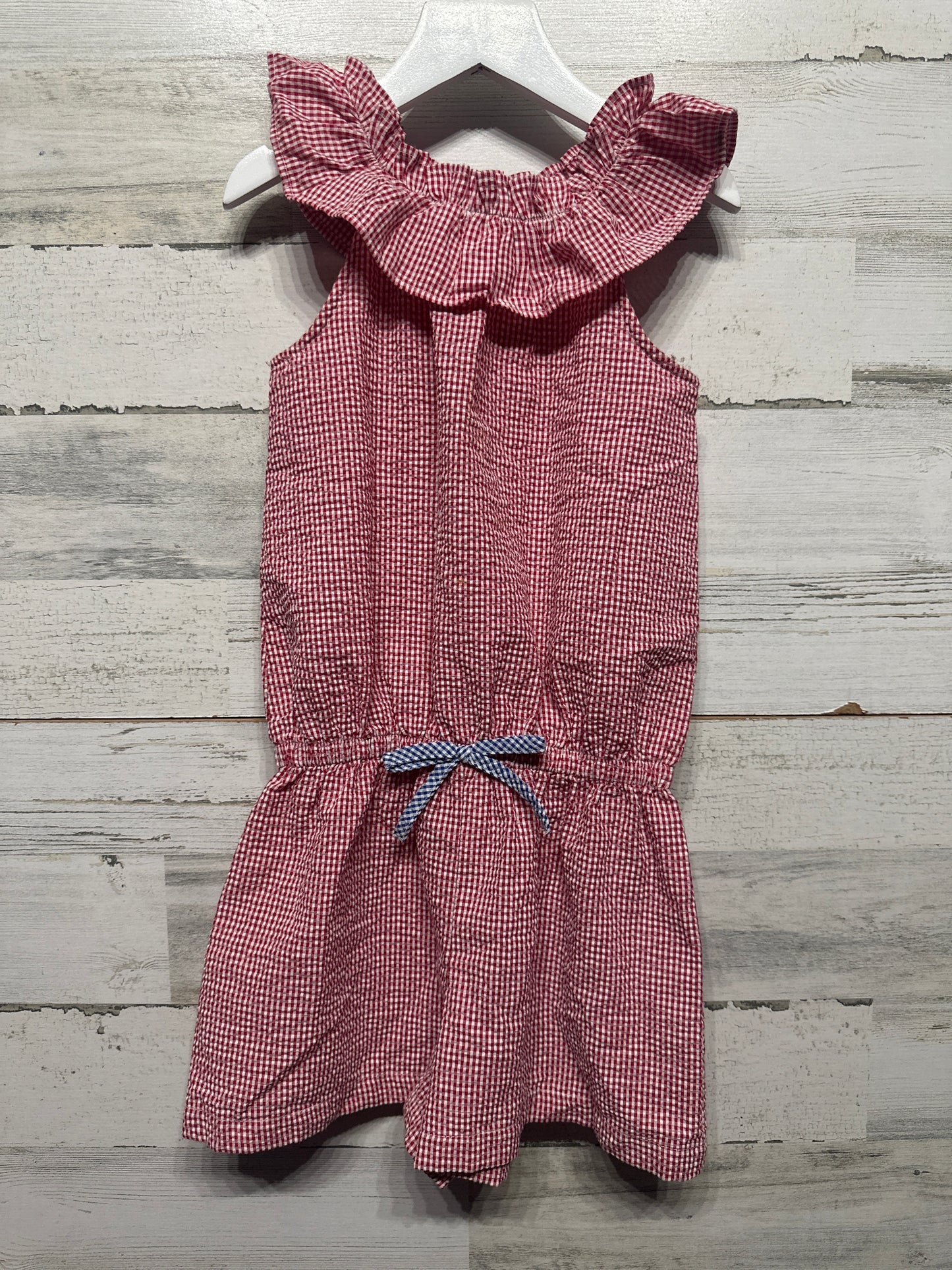 Kelly's Kids Red Gingham Seersucker Romper - Girls Size 5 - Very Good Used Condition