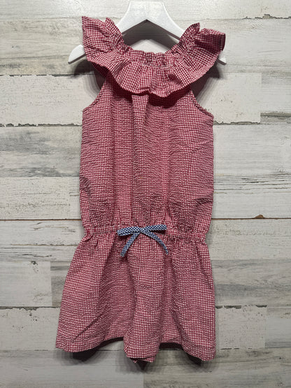 Kelly's Kids Red Gingham Seersucker Romper - Girls Size 5 - Very Good Used Condition