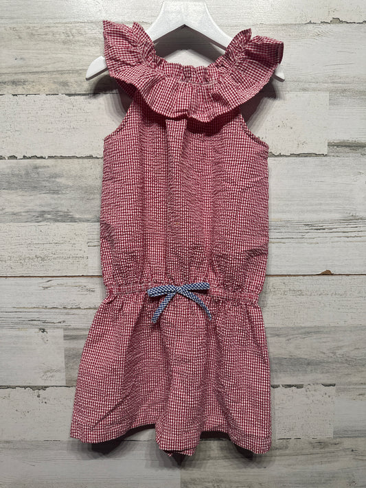 Kelly's Kids Red Gingham Seersucker Romper - Girls Size 5 - Very Good Used Condition