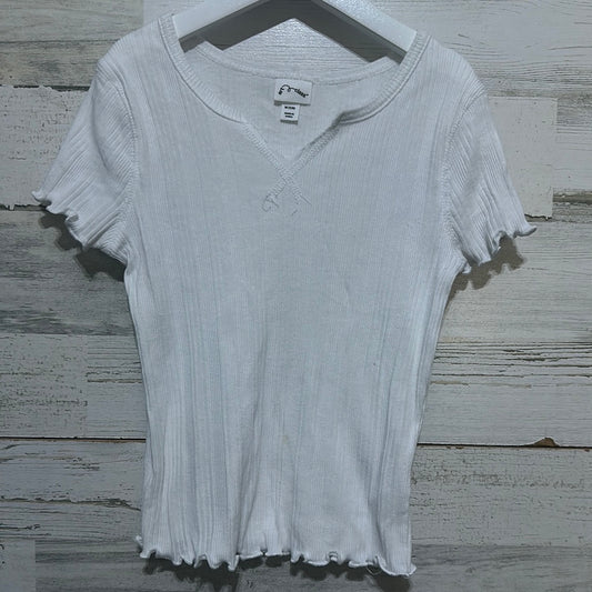 Girls Size 7/8 art class ribbed white vneck tee -  play condition
