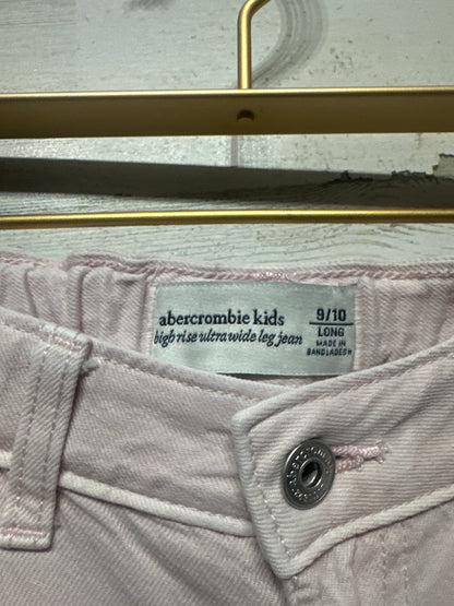 Size 9-10 Long Abercrombie Adjustable Waist High Rise Ultra Wide Leg Jeans and White Shirt - Good Used Condition