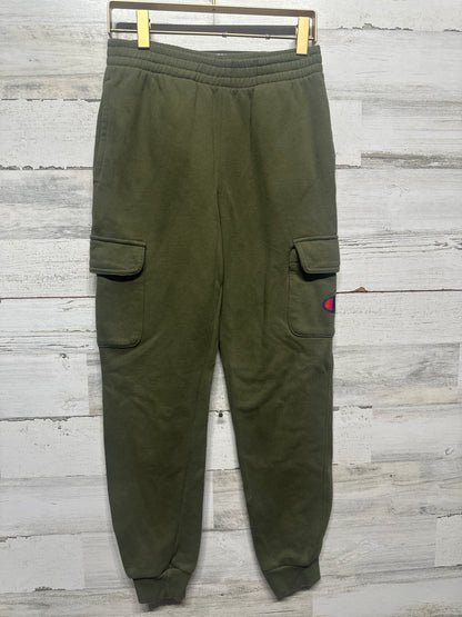 Boys Medium (10/12) Champion Olive Green Cargo Sweatpants - Good Used Condition