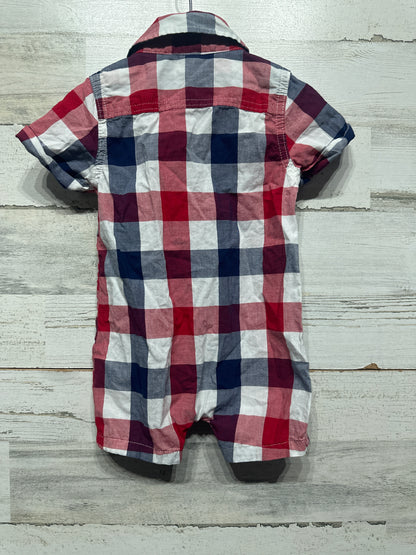 Boys Size 12m Osh Kosh Plaid Romper - Good Used Condition