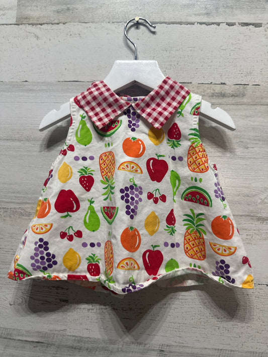 Girls Size 2/3 Ruth Scharf Vintage Fruit Print Top - Good Used Condition