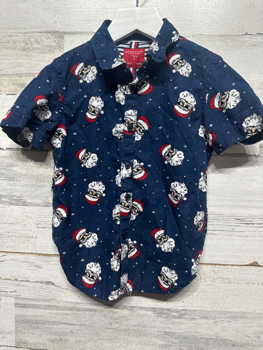 Size 4 Denim & Flower Holiday Santa Button Up Shirt - Very Good Used Condition