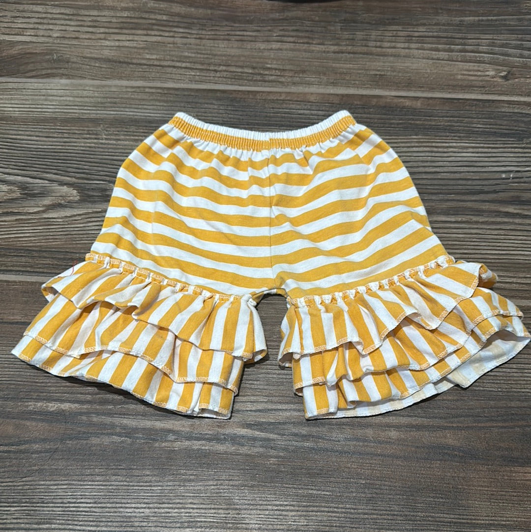 Girls Size 3-6m yellow/white striped ruffle pants - play condition