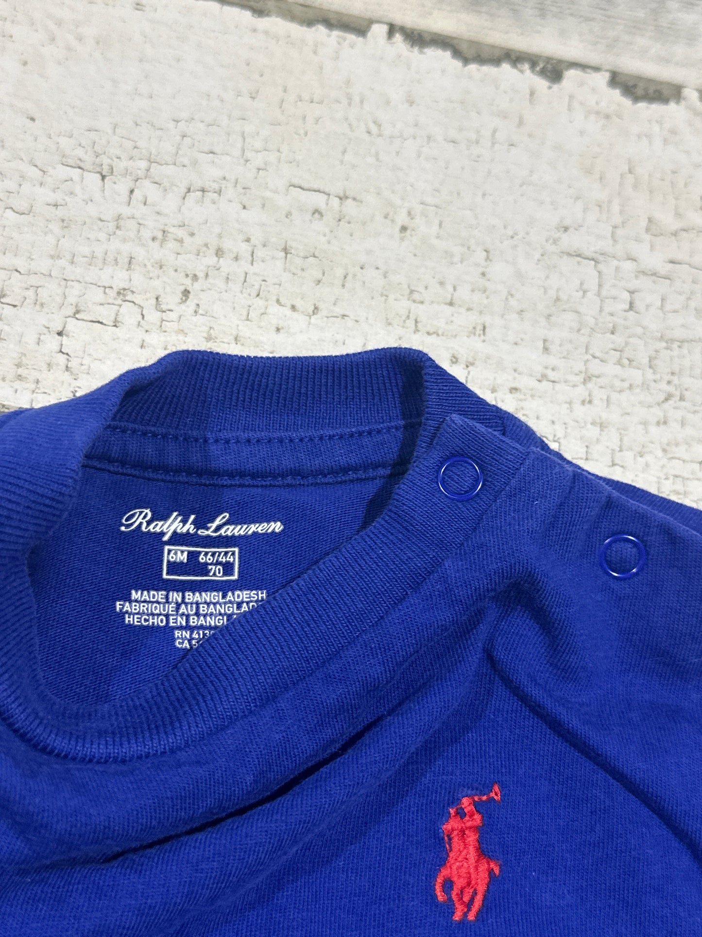Polo Ralph Lauren Blue Long Sleeve Shirt - Boys Size 6m - Very Good Used Condition