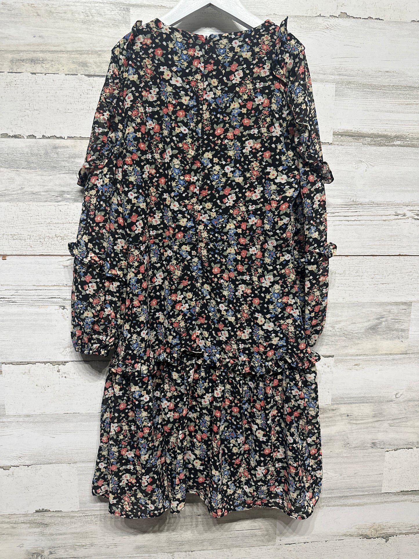 Size 12 Large Kid Pik Long Sleeve Floral Dress - Very Good Used Condition