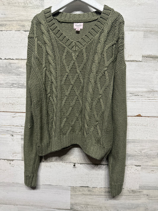 Franki By Francesca's Olive Cable Knit Sweater - Girls Size 12 - Very Good Used Condition