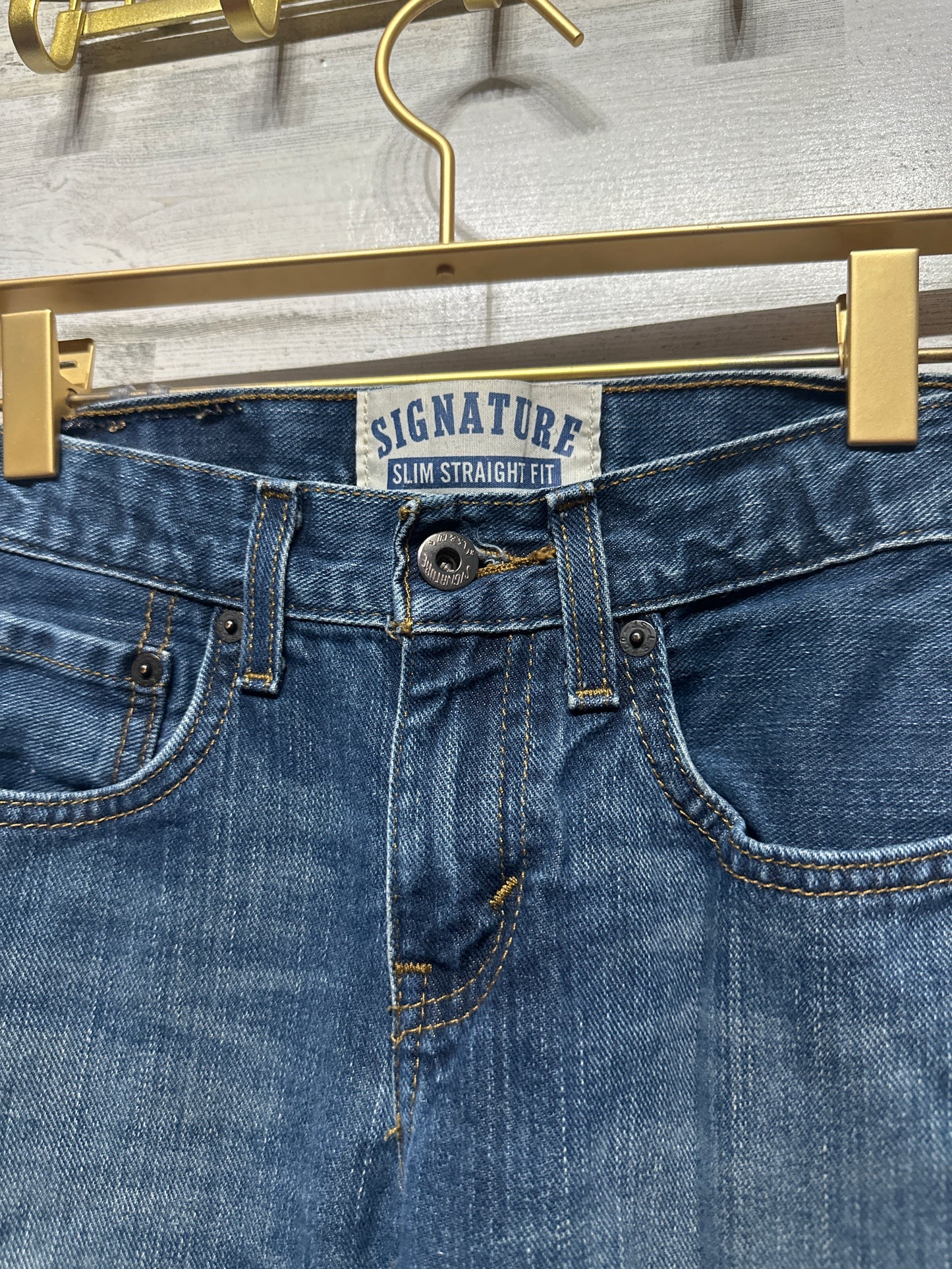 Boys Size 8 Regular Slim Straight Fit Adjustable Waist Jeans - Very Good Used Condition