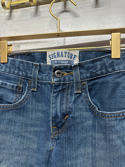 Boys Size 8 Regular Slim Straight Fit Adjustable Waist Jeans - Very Good Used Condition