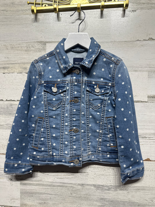 Polka Dot Denim Jacket - Gap Kids - Girls Size XS 4-5 - Very Good Used Condition