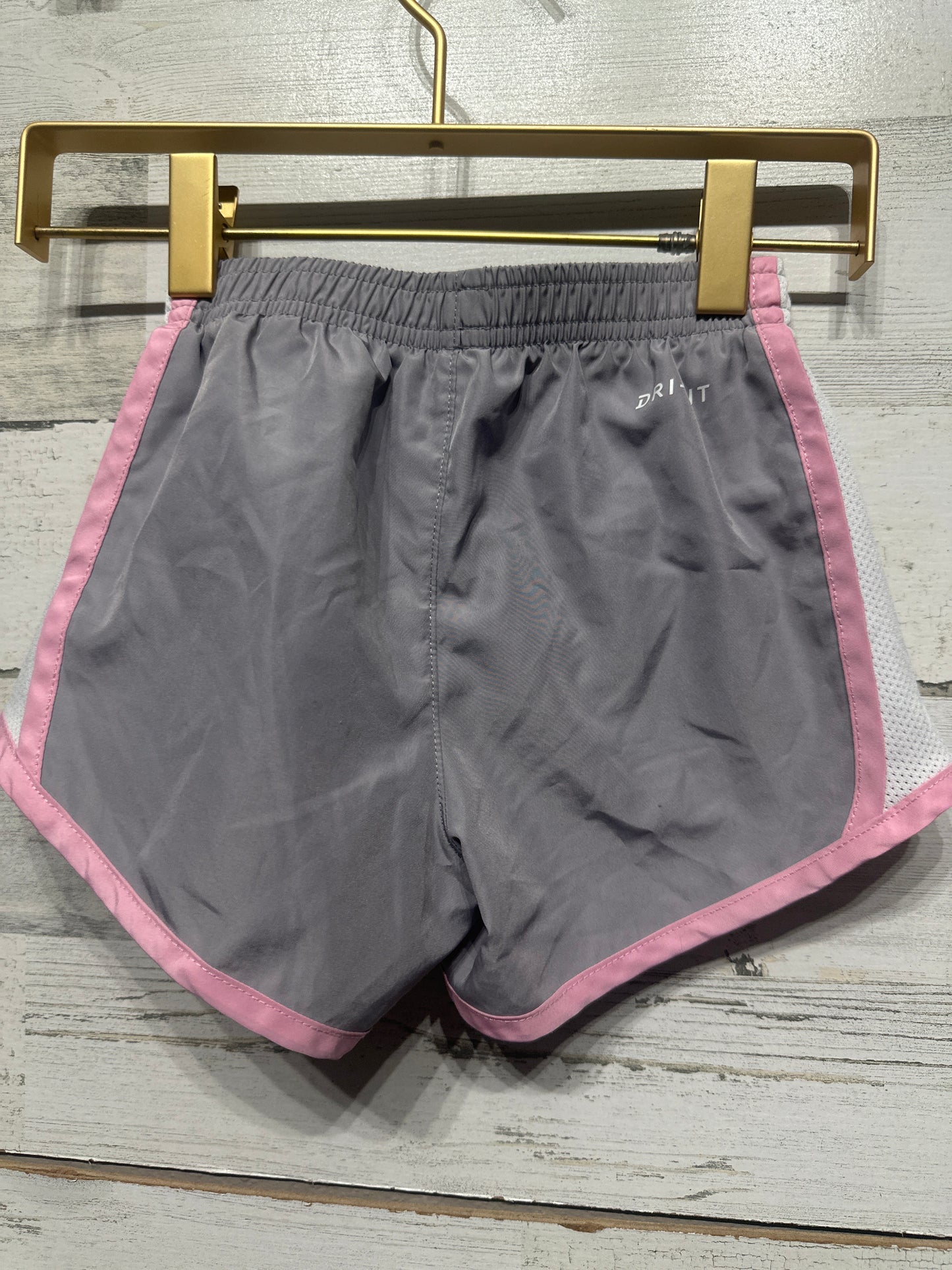 Girls Preowned Size 4 XS (Fits 3-4 years) Nike Dri-Fit Grey and Pink Athletic Shorts - Good Used Condition