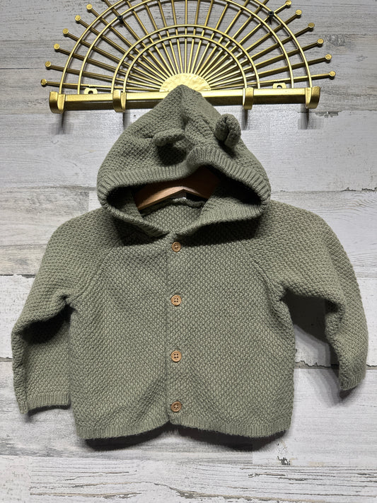 Green Hooded Cardigan - Modern Moments - Infant Size 3-6m - Very Good Used Condition