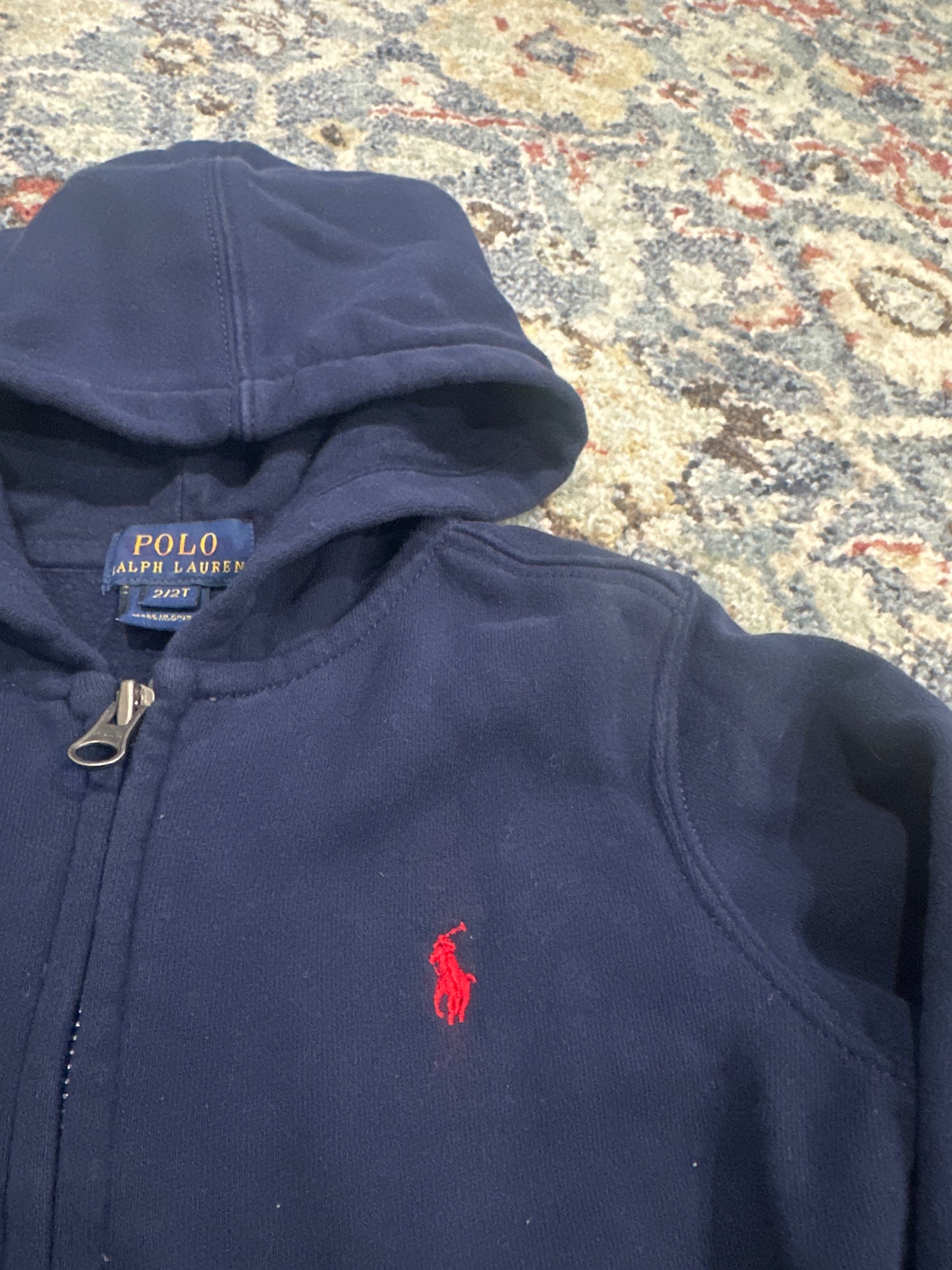 Polo Ralph Lauren Boys 2 / 2T Navy Blue Full Zip Hooded Jacket VGUC