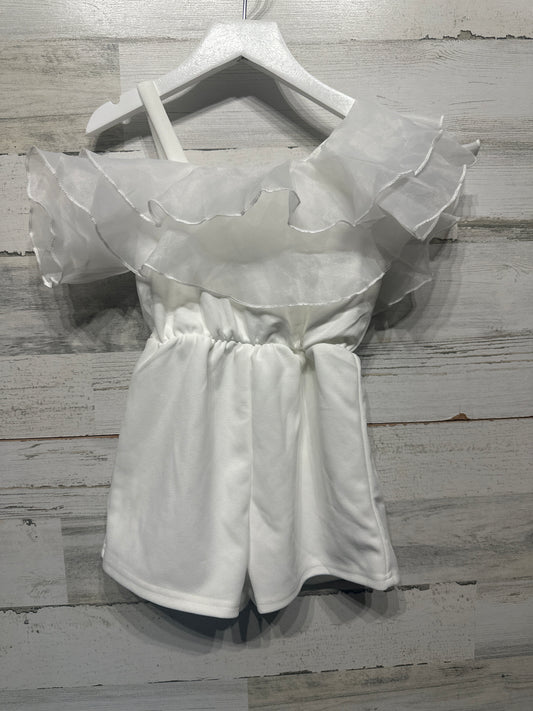 Girls Size 5 Shein White Ruffle Romper - Good Used Condition