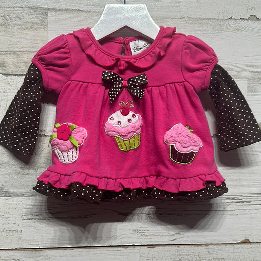 Girls Size 3m Rare Editions Cupcake Applique Dress - Good Used Condition