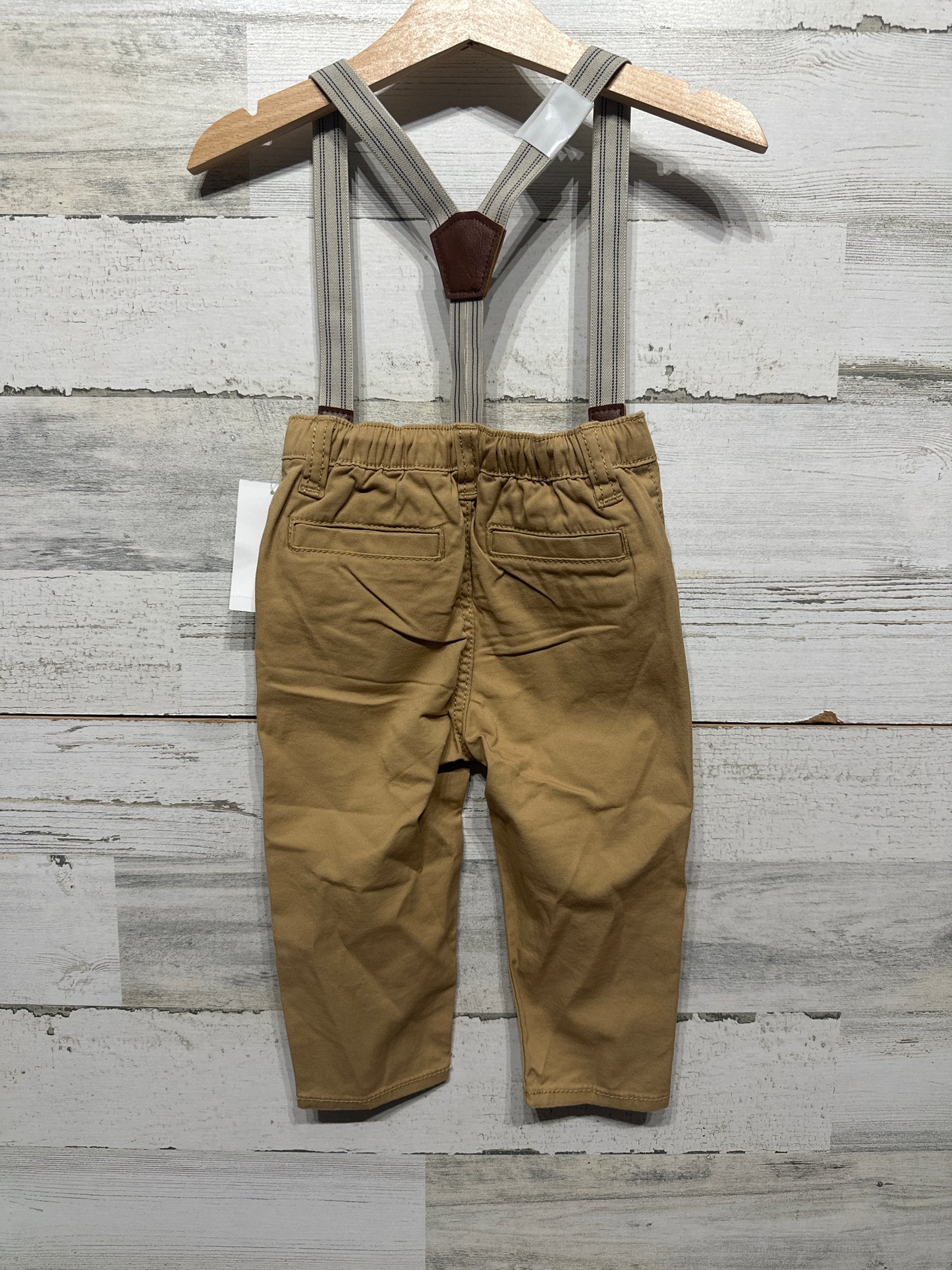 Boys Size 12m Osh Kosh Khaki Pants with Suspenders - New With Tags