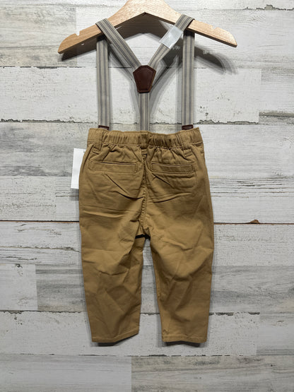 Boys Size 12m Osh Kosh Khaki Pants with Suspenders - New With Tags