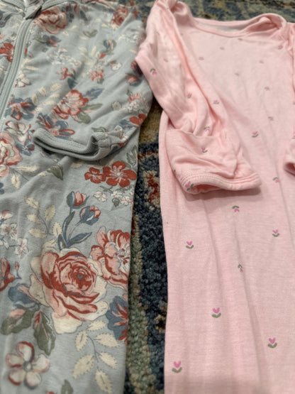 Bamboo 3m Carters Gown and 3-6m Modern Monents Footie GUC