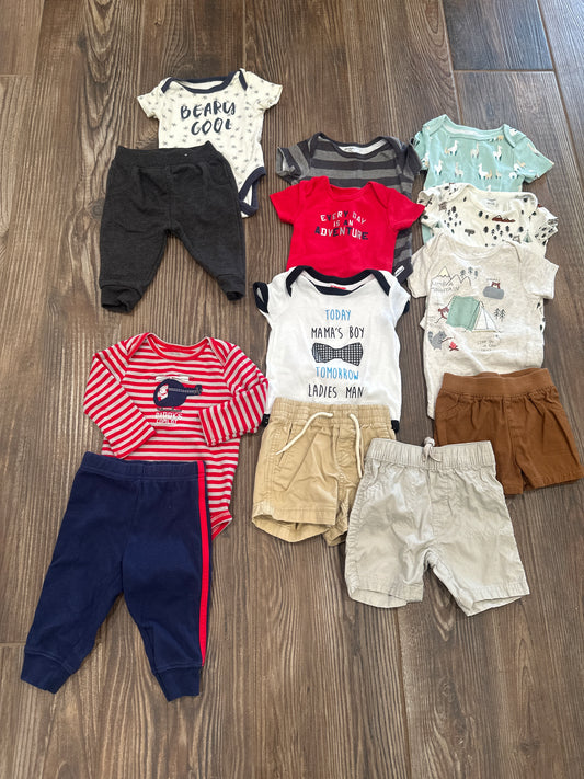 Boys Preowned Size 3-6m Clothing Lot (13 Pieces) - Good Used Condition