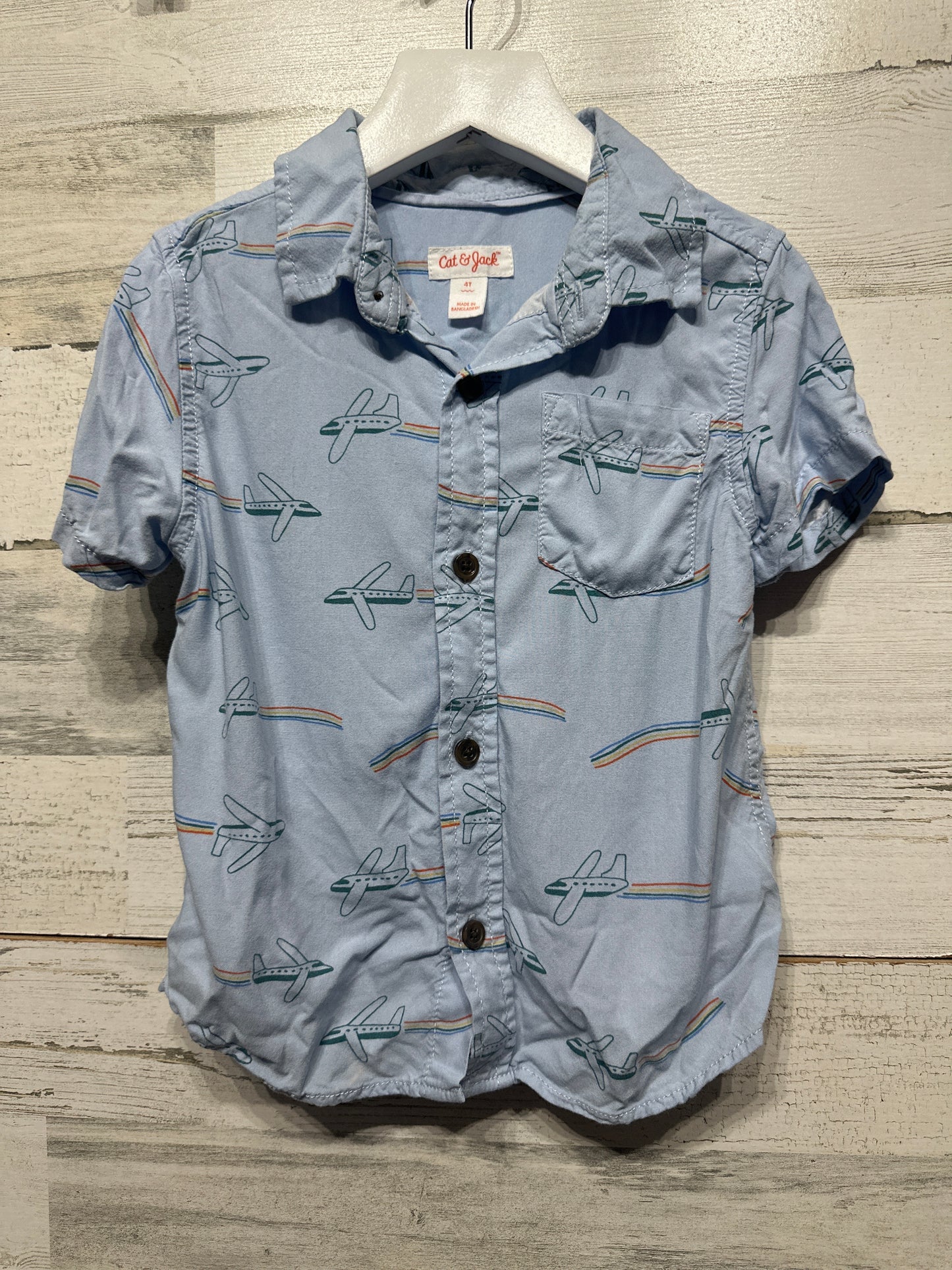 Boys Preowned Size 4t Cat and Jack Plane Button Up Shirt - Play Condition**