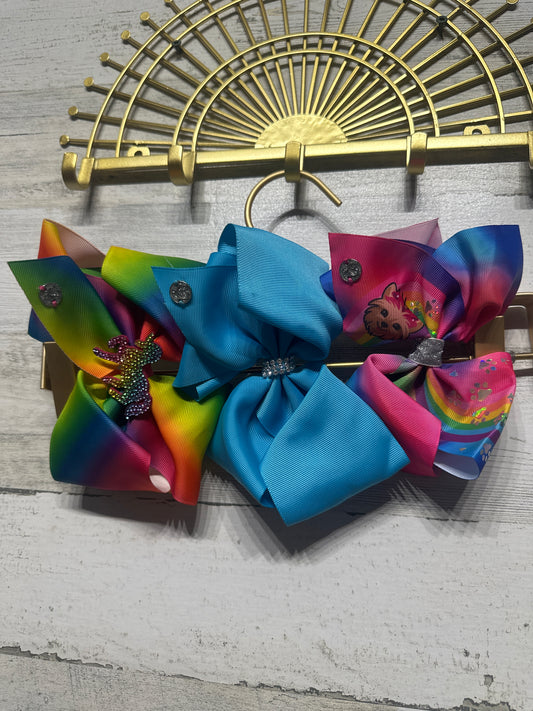Jo Jo Siwa Hair Bow Lot on Alligator Clips (Set of 3) - Good Used Condition