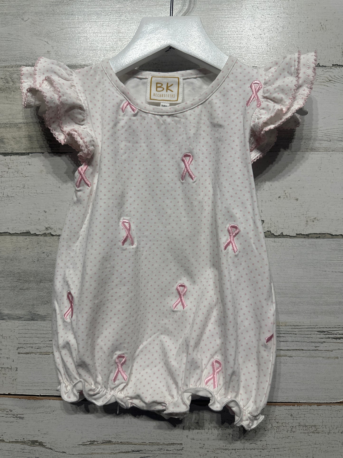 Girls Preowned Size 18m BK Embroidered Breast Cancer Awareness Bubble - Very Good Used Condition