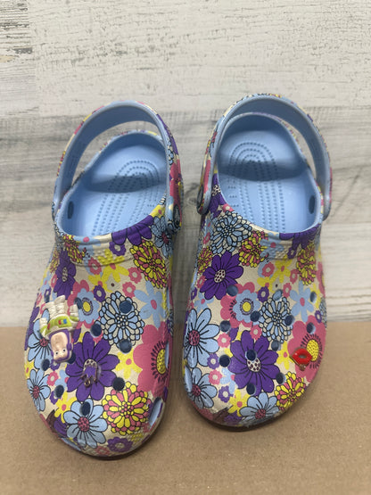 Girls Size J3 (Youth 3) Crocs Floral Clogs - Very Good Used Condition