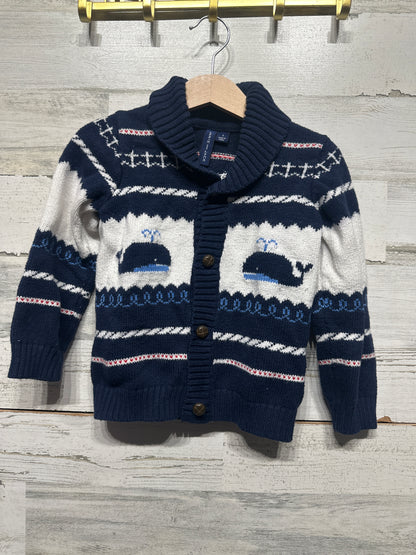 Boys Preowned Size 3 Janie and Jack Whale Cardigan - Good Used Condition