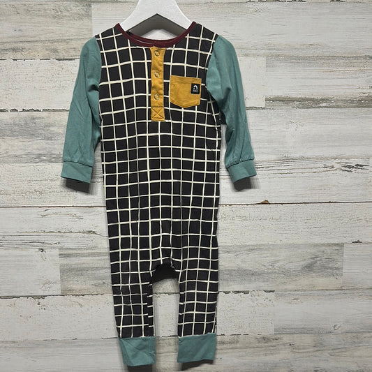 Boys Size 2t Rags Romper - Plaid with Mustard Pocket - Good Used Condition