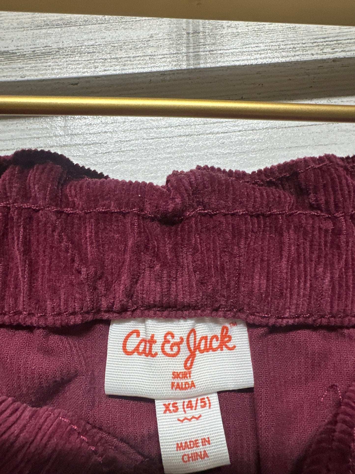 Girls Size 4-5 XS Cat and Jack Maroon Cord Skirt - Very Good Used Condition*