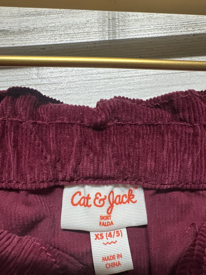 Girls Size 4-5 XS Cat and Jack Maroon Cord Skirt - Very Good Used Condition*