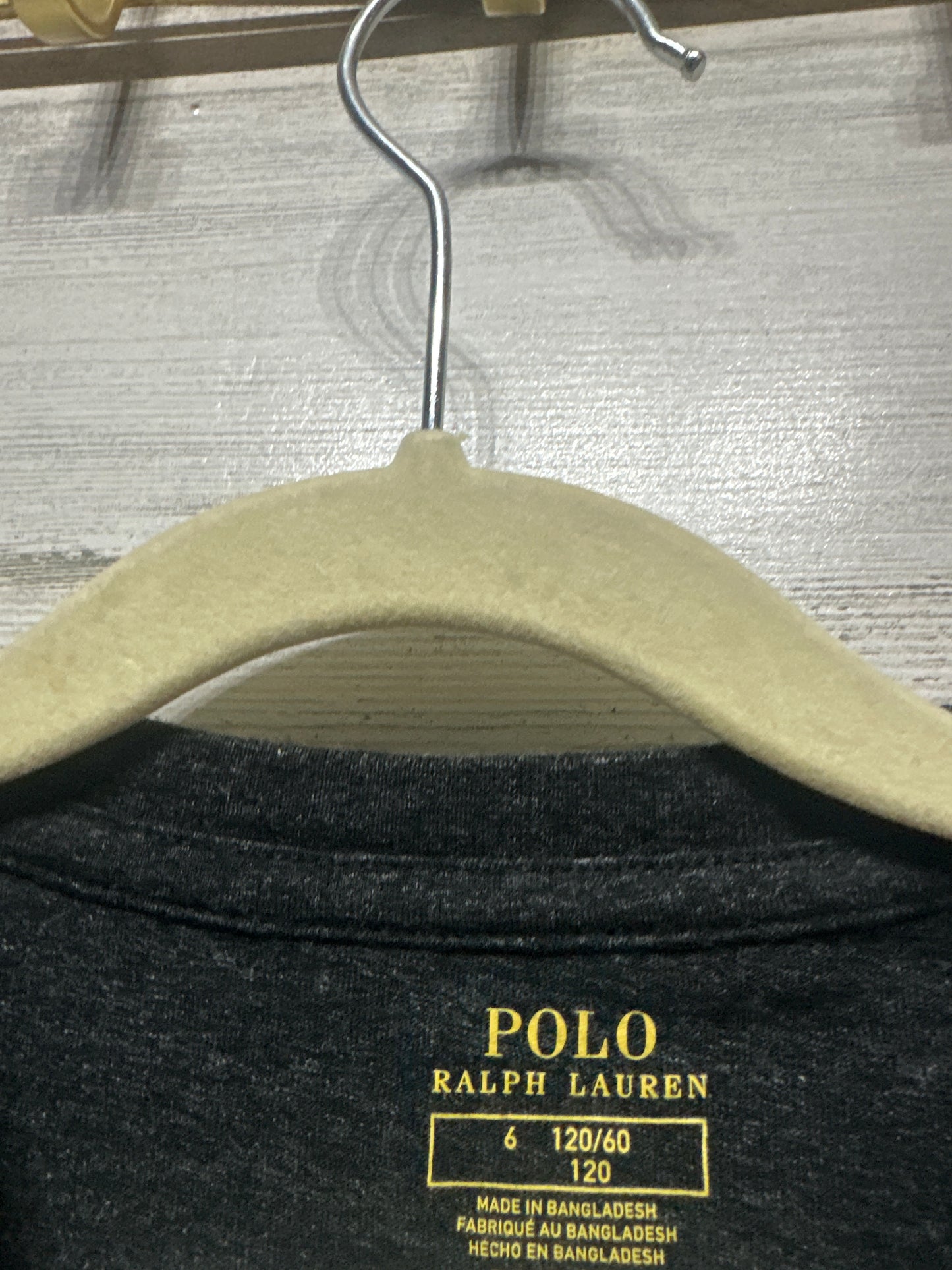 Boys Size 6 Polo Ralph Lauren Dark Grey Long Sleeve Shirt - Very Good Used Condition