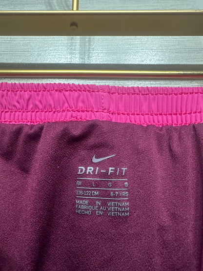 Girls Preowned Size 6x (Fits 6-7 years) Nike Pink Drifit Activewear Shorts - Good Used Condition