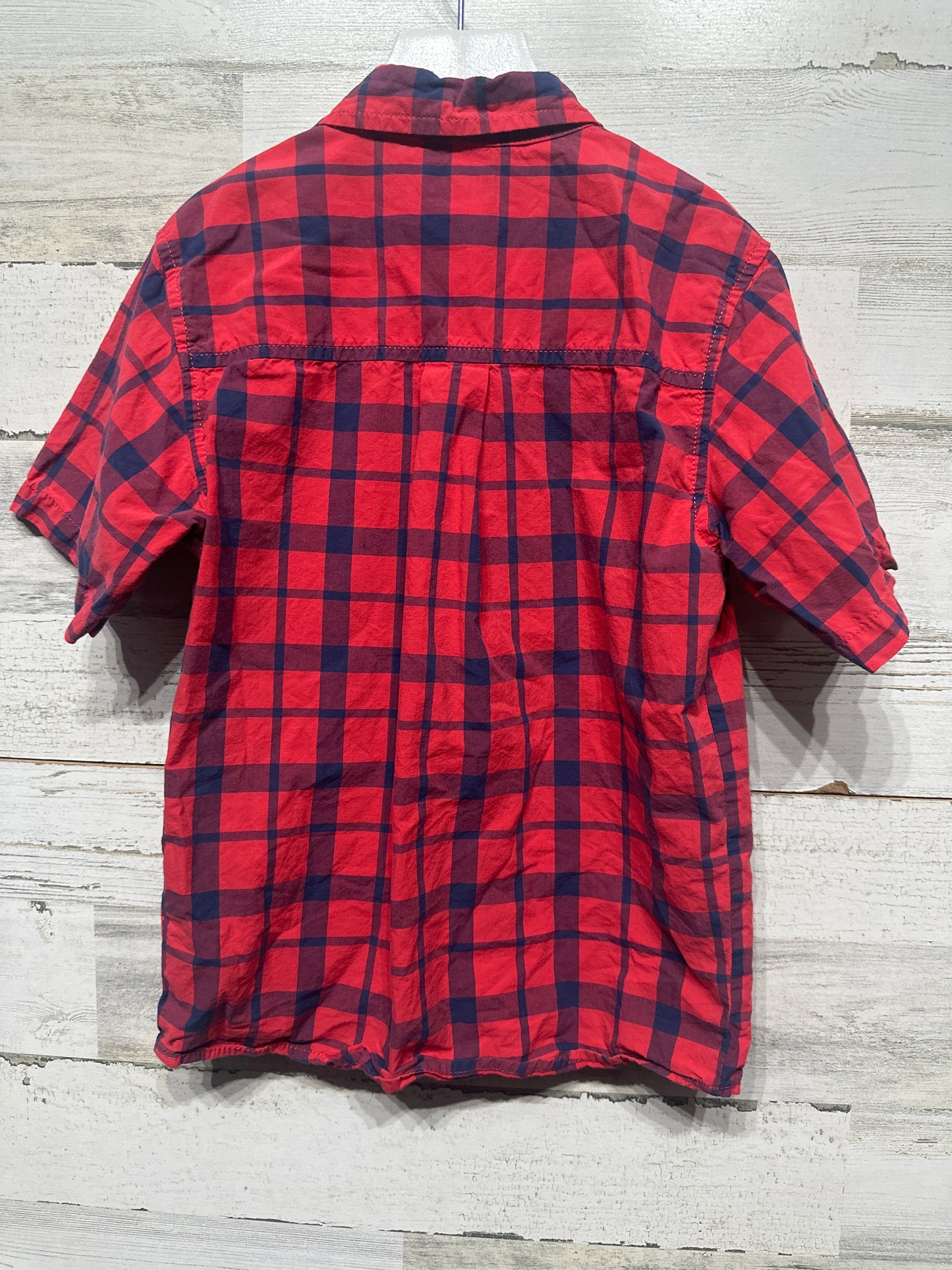 Boys Size 7 Osh Kosh Red Plaid Button Up Shirt - Very Good Used Condition