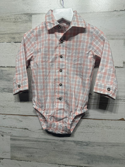 Boys Size 12m Carter’s Plaid Button Up Bodysuit- Very Good Used Condition