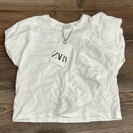Girls Size 8/9 Zara White Ruffle Shirt - New With Tags