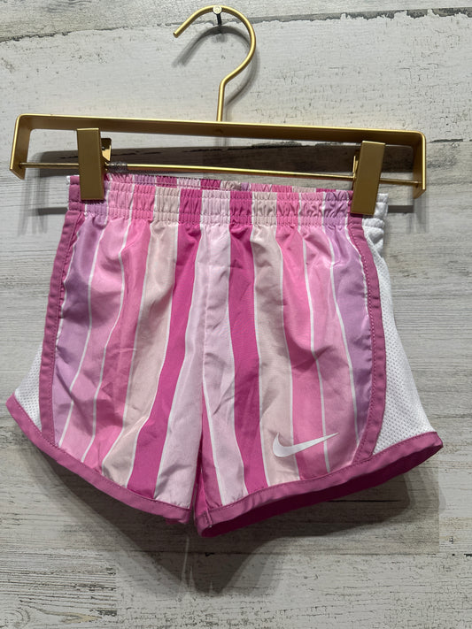 Girls Size 4t (Fits 3-4 years) Nike Drifit Pink Striped Active Shorts - Very Good Used Condition