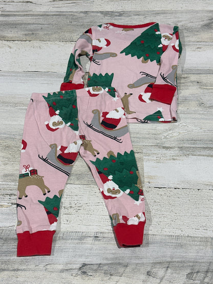 Holiday Santa Pink Cotton Pajama Set - Carter's - Girls Size 18m - Very Good Used Condition