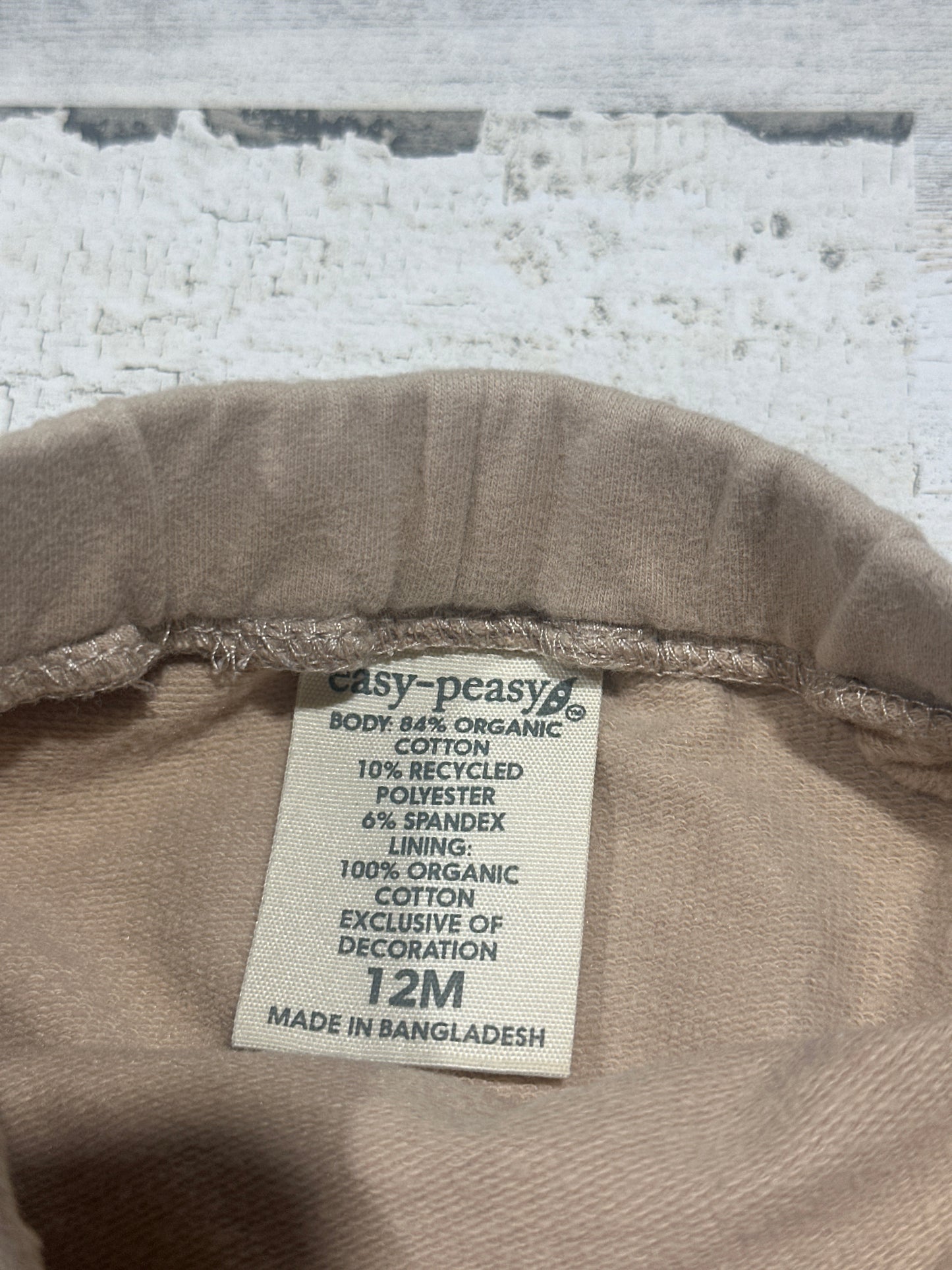 Easy Peasy Organic Cotton Blend Tan Pants - Boys Size 12m - Very Good Used Condition