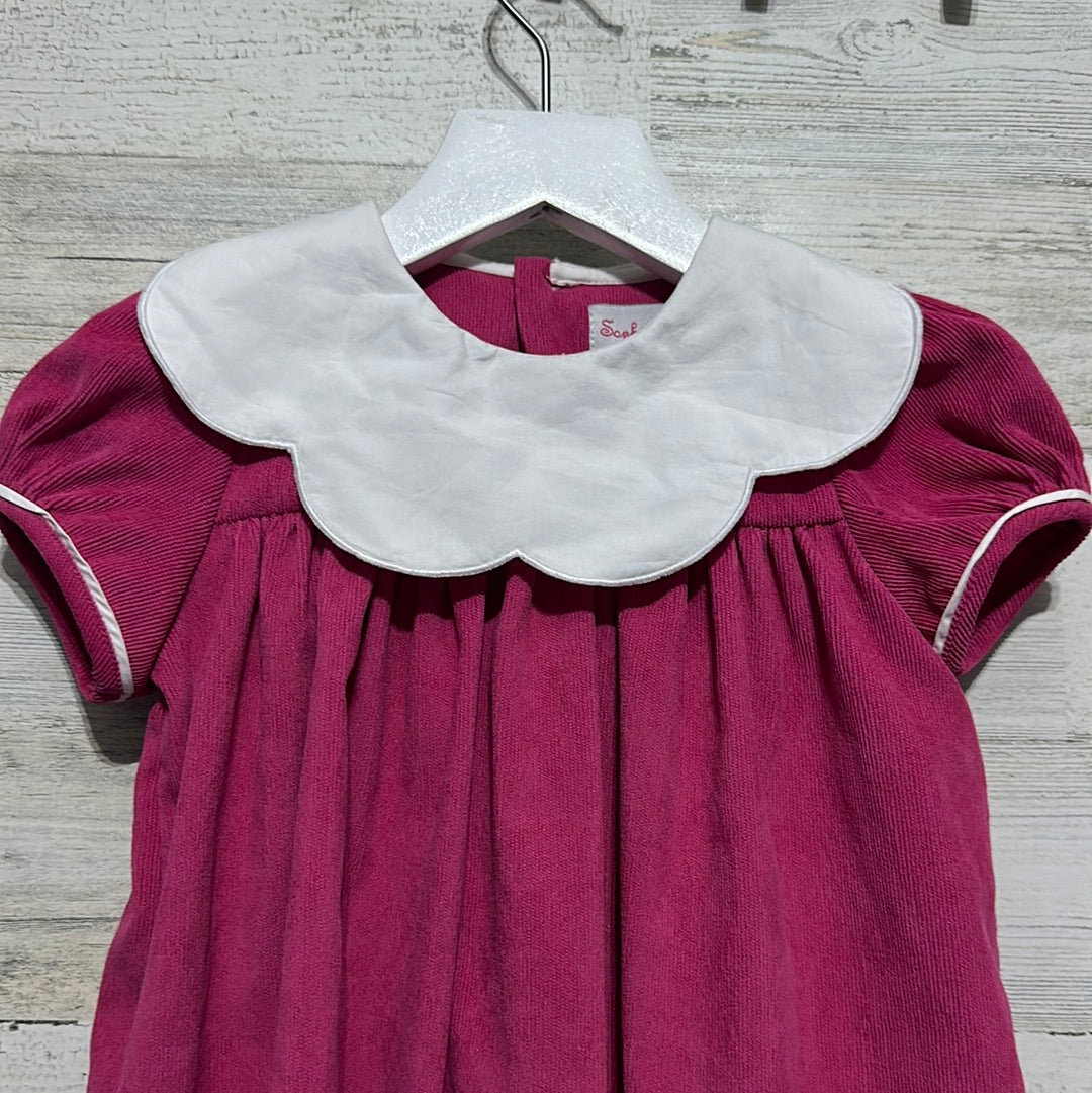 Girls Size 2t Sophie and Lucas dark pink cord dress with white scalloped collar  - very good used condition