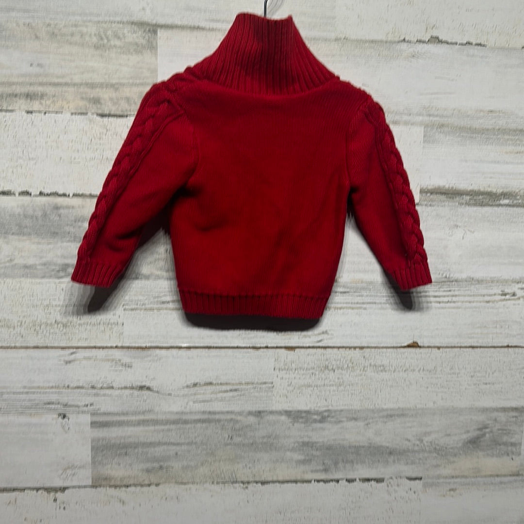 Boys Size 6-12m Old Navy Red Cable Knit Sweater - Good Used Condition